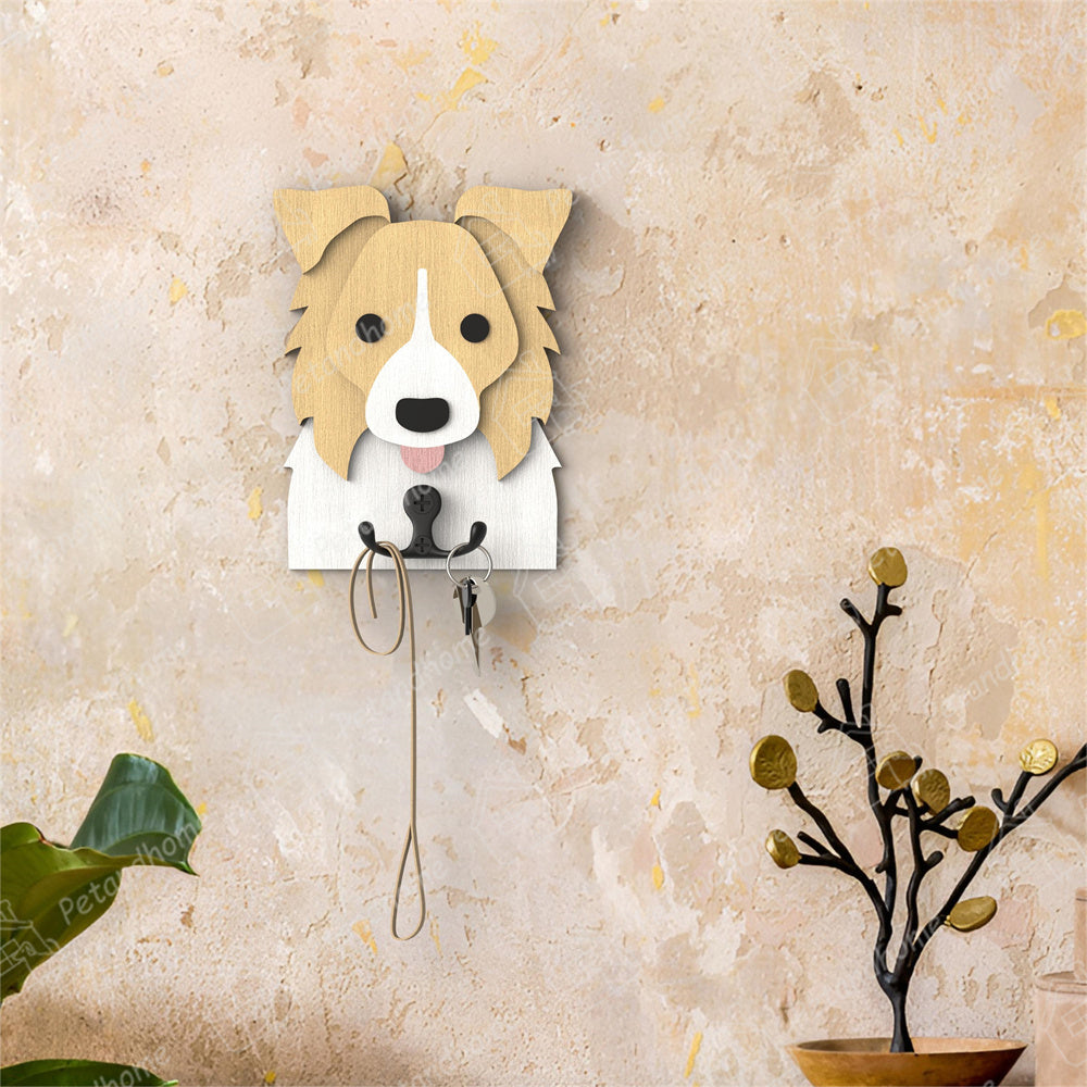 Gancio in legno Border Collie