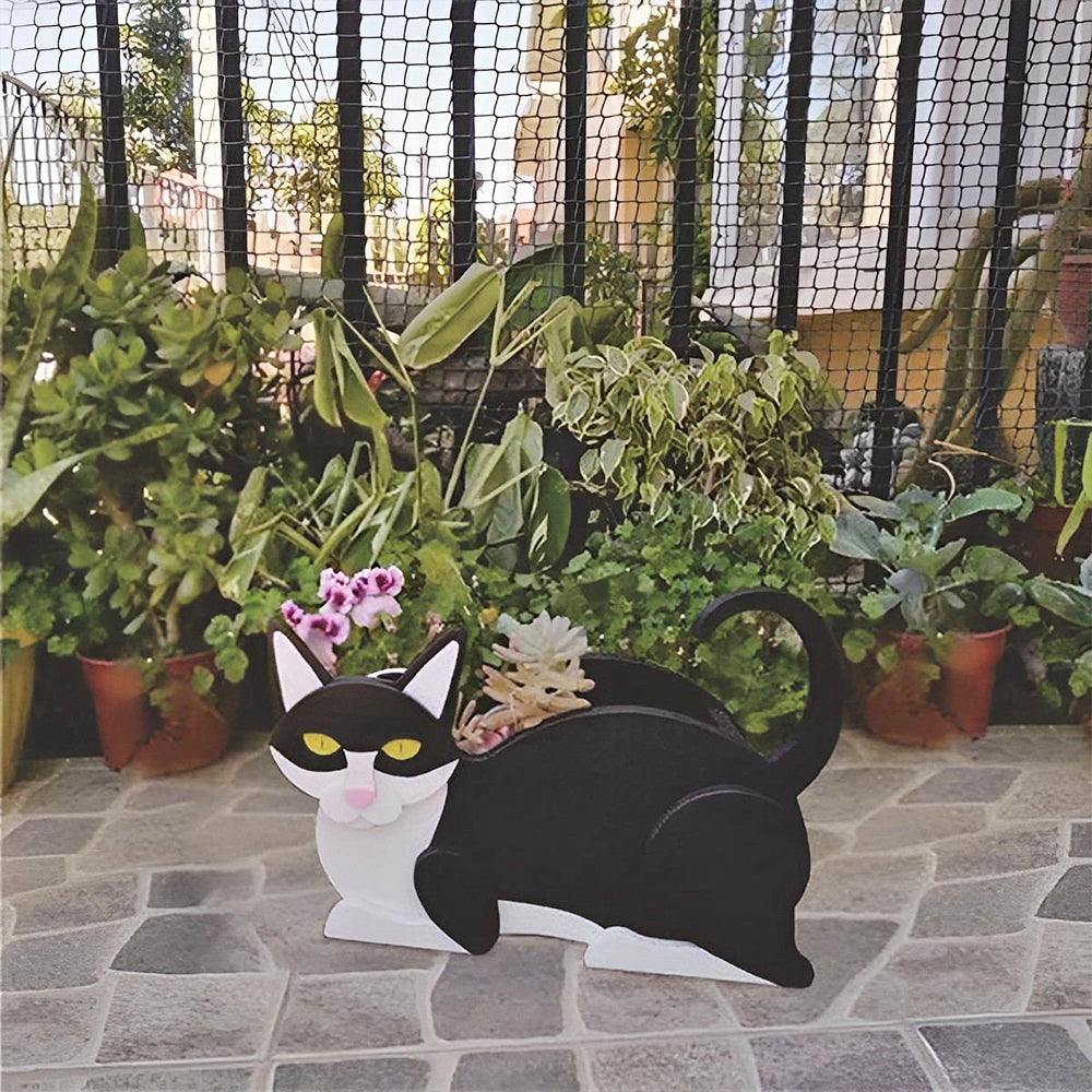 Fioriera Gatto Bianco e Nero
