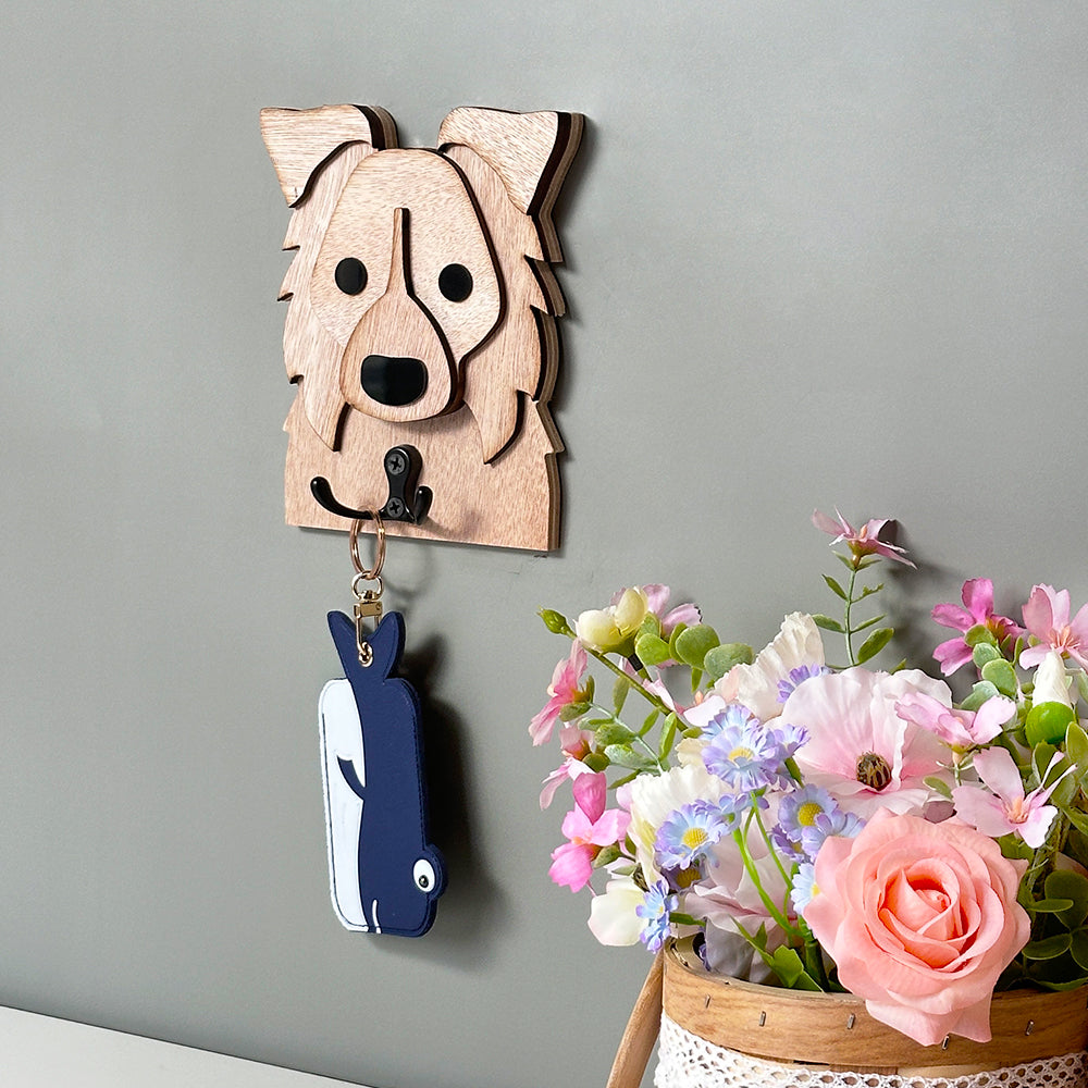 Gancio in legno Border Collie