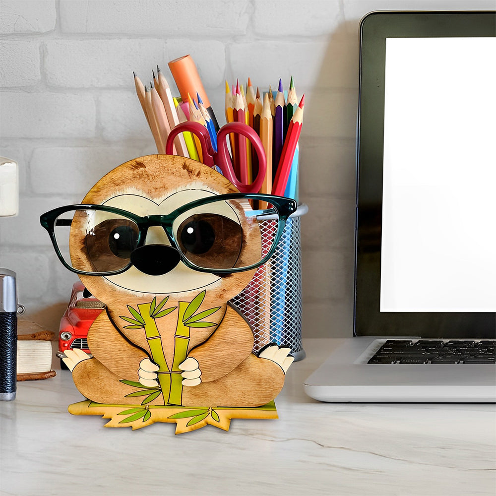 Portaocchiali in Legno Cartone Animato Bradipo Carino