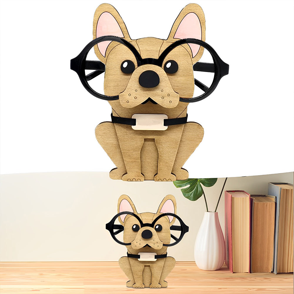 Portaocchiali in Legno Cartone Animato Bulldog Carino